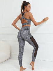 Heather Dot Patchwork Bra&Legging Wrap Sport Suits