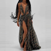 Sexy Sling Deep V Hollow Mesh Dress