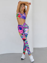 Skinny Printed Round-Neck Yoga Suits