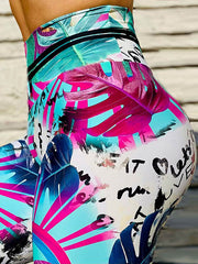 Dazzling Print Hips-Lift Shaped High Waisted Sport Leggings