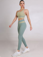 Contrast Color Non Embarrassing Line Nude Yoga Suit