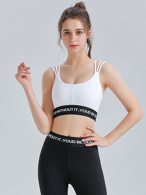 Hip Lifting Yoga Pants Letter Splicing Fitness Two-Piece Suit