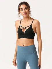 Wrap Spaghetti-Neck Cross Back Sports Bra