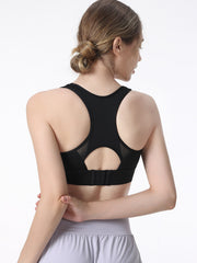 Wrap Hollow Solid Color Spaghetti-Neck Sports Bra