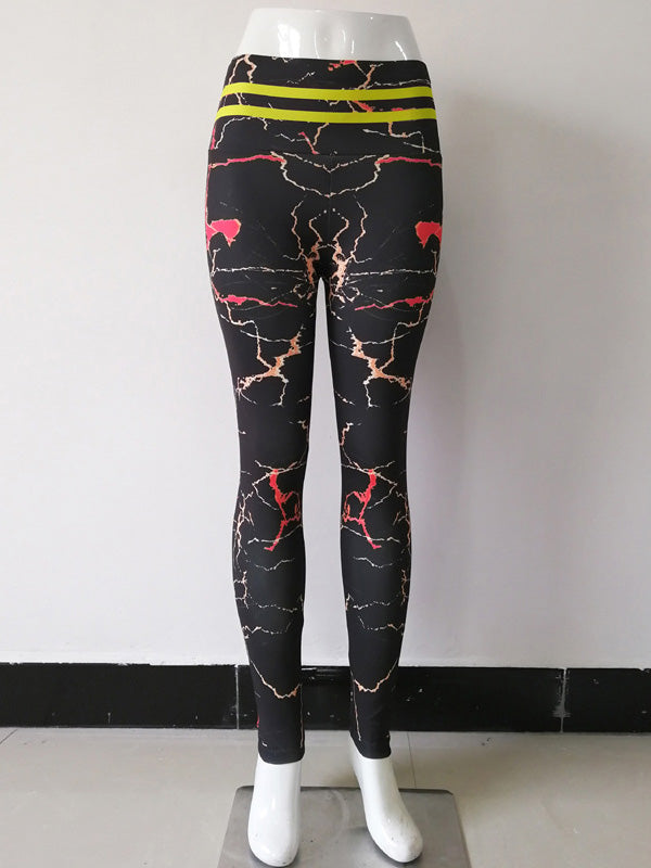 Marble Printed Breathable Wrap Sports Leggings