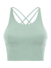 Skinny Wrap Yoga Tops Hollow Solid Color Spaghetti-Neck Bra