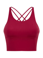 Skinny Wrap Yoga Tops Hollow Solid Color Spaghetti-Neck Bra