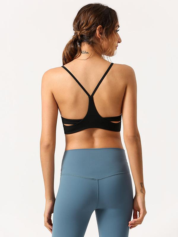 Wrap Spaghetti-Neck Cross Back Sports Bra