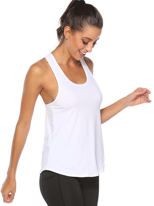 Loose Solid Color Back Hollow Sports Tanks