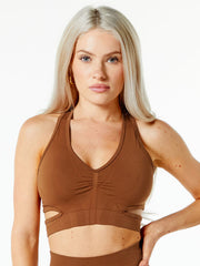 Skinny Wrap Hollow Spaghetti-Neck Sports Bra&Leggings Solid Color Suits