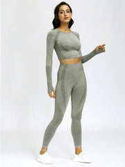 Long Sleeves Exposed Navel Yoga Suits