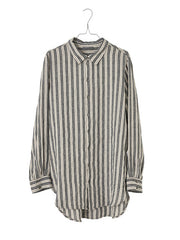 Casual Striped Cotton Linen Ladies Shirt