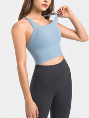 Skinny Wrap Yoga Tops Hollow Solid Color Spaghetti-Neck Bra