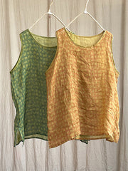 Linen Printed Sleeveless Top