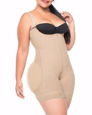 Women's Butt Lifting Open Bust Bodysuit Body Shaper With Zipper Shapewear Slimming Compression Faja With Straps