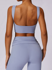 Skinny Sleeveless Backless Solid Color Sports Tank