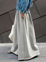 Loose Urban Gray Wide Leg Elastic Waist Pants