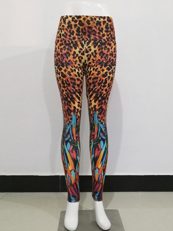 Skinny Wrap Floral Printed High-Waisted Leopard Leggings