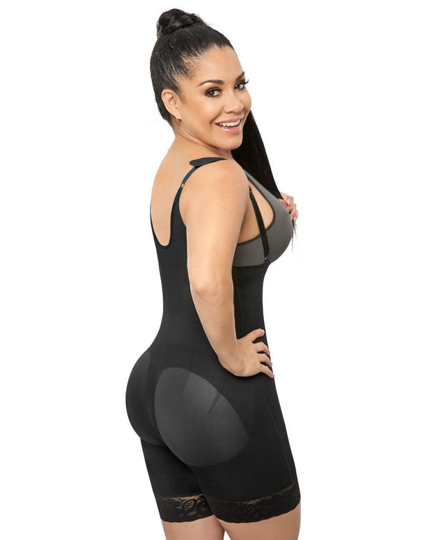 Postpartum Tummy Control Faja Adjustable Straps Shapewear Post Liposuction Bodysuit With Hook-Eye