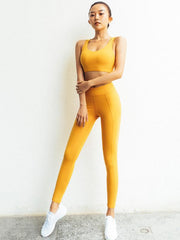 Sexy Wrap Sleeveless Solid  Yoga Suits