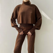 Casual Loose-fitting Long-sleeves Top and Pants Two-piece Set