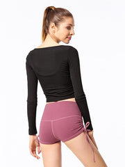 Wrap Solid Drawstring Sports Shorts