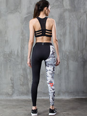 Camo Paneled Breathable Tight Fitting Quick Drying Leggings