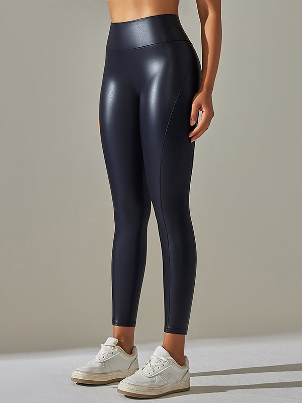 Skinny Leg High-Waisted Solid Color Ninth Pants