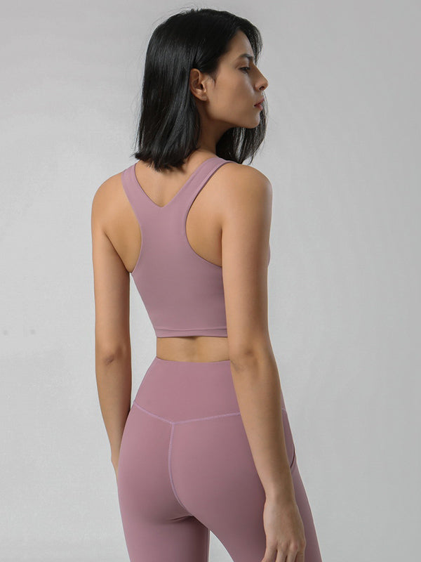 Breathable Solid Color High-Waisted Pockets Yoga Suits