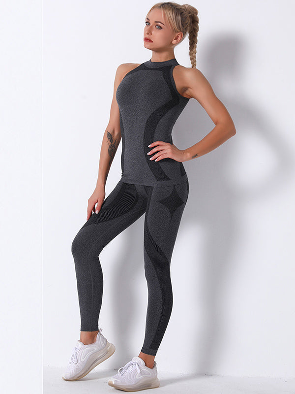 Seamless Knitting Camo Paneled Breathable  Gym Suit