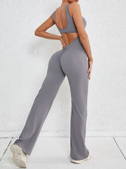 Wrap Hollow Solid Color Spaghetti-Neck Jumpsuits