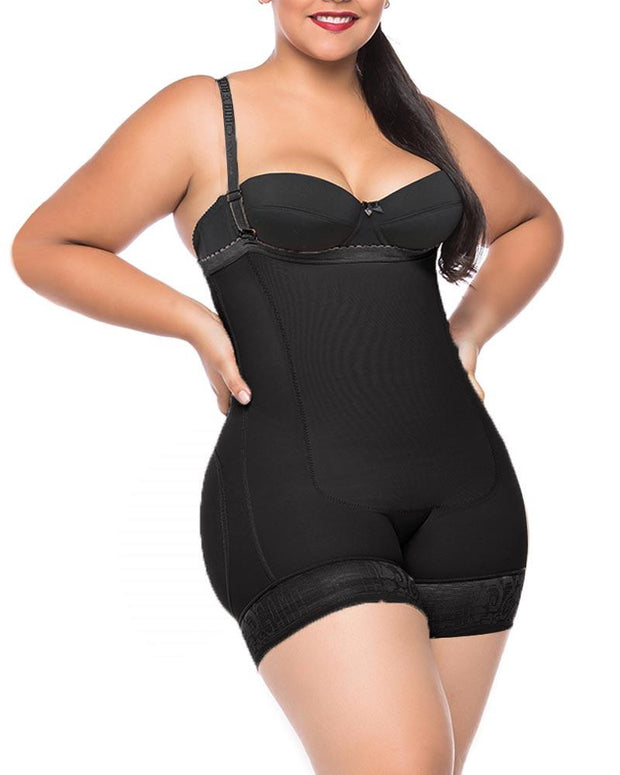 Removable Straps One-Piece Short Body Shaper For Women Tummy Control Waist Trainer Mid-Back Bodysuit