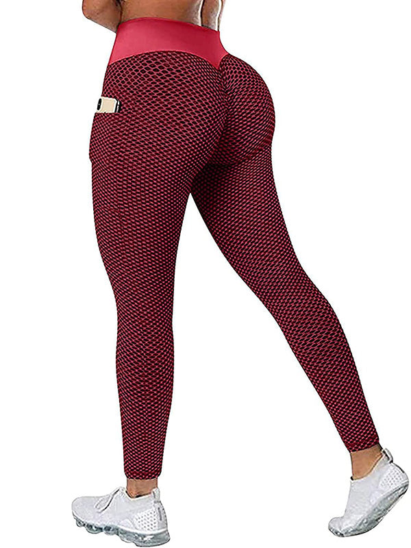 High-Waisted Pocket Hip Lift Solid Color Fitness Yoga Leggings