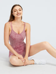 Tie-Dyed Back Cross Close-Fitting Yoga Rompers