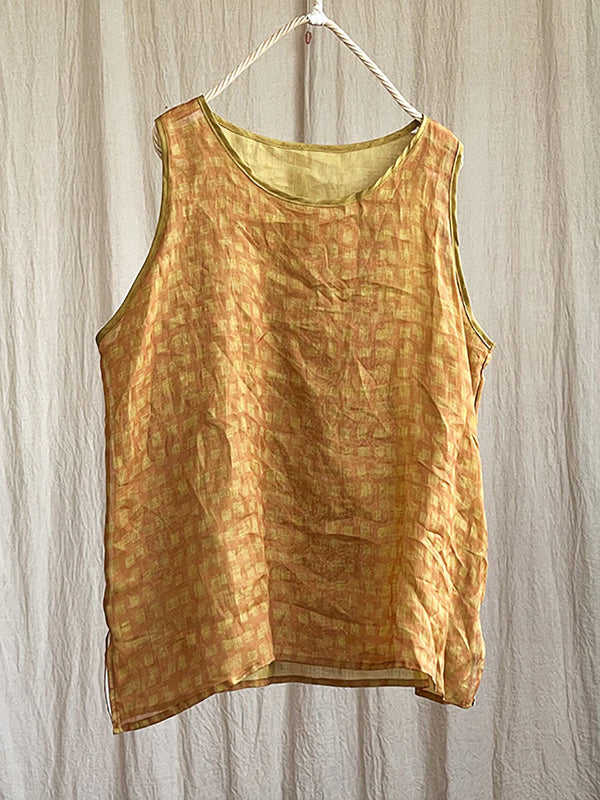 Linen Printed Sleeveless Top