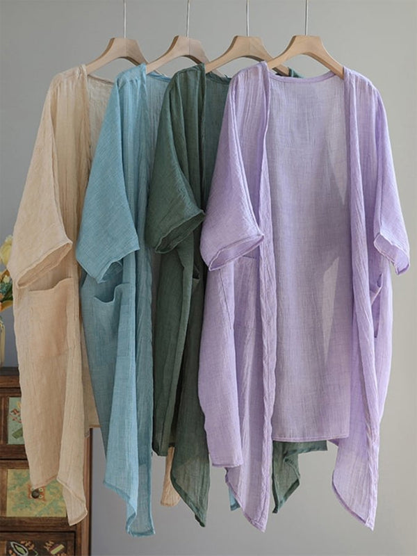 Solid Color Cotton And Linen Top
