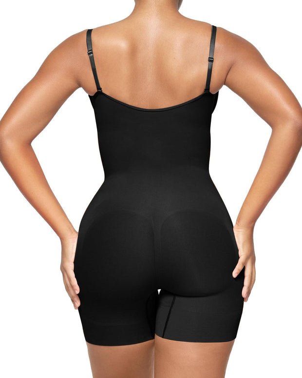 Women's Tummy Control Open Bust Thigh Slimmer Seamless Body Shaper Bodysuit