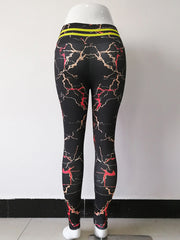 Marble Printed Breathable Wrap Sports Leggings