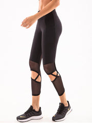 Solid Hollow Wrap Breathable Yoga Leggings