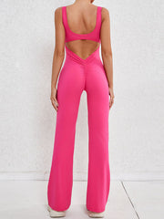 Wrap Hollow Solid Color Spaghetti-Neck Jumpsuits