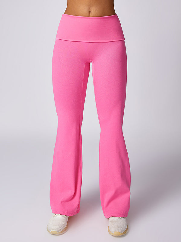 Flared Pants High-Waisted Solid Color Yoga Pants