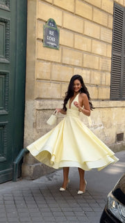 Fashion Elegance Sleeveless off-Shoulder Double Layer Swing Dress