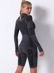 Seamless Knitting Camo Paneled Breathable  Gym Suit