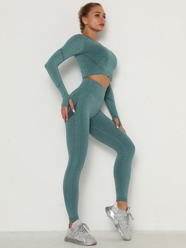 Solid Color Flexible Seamless Four-Piece Sports Suits