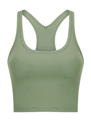 Skinny Wrap Sports Bra Hollow Yoga Tops Solid Color U-Neck Bra