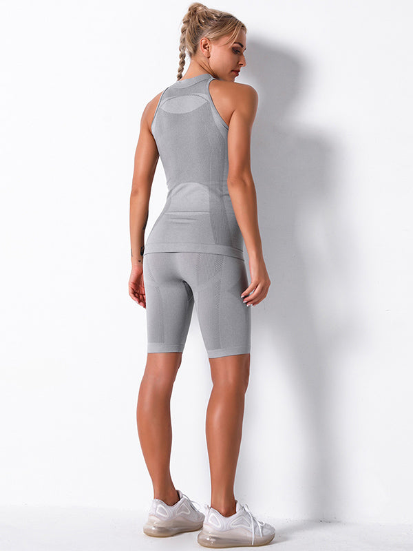 Seamless Knitting Breathable  High Collar Short Gym Suit