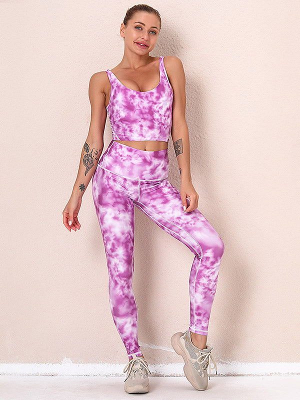 Tie-Dyed Top Bra&Legging Fitness Suits