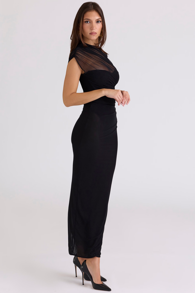 Sexy Sleeveless Stitching Mesh Slim Fit Dress