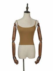 Wrap Solid Spaghetti-Neck Vest Top