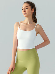 Skinny Wrap Backless Solid Color Spaghetti-Neck Yoga Tops